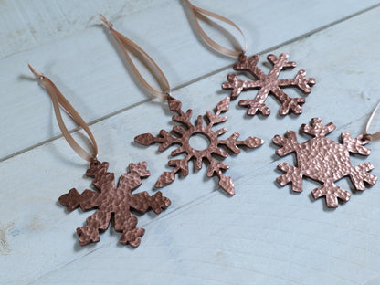 Hand Forged Copper Snowflake Ornament * Christmas Decor * Winter Gifts * Handmade Christmas Ornament * Snow Gifts * Wintery Ornament Gift