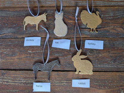 Hand Forged Farm Animal Ornament * Christmas Decor * Winter Gifts * Goat Sheep Donkey Horse Turkey Pig Rabbit Barn Chicken Duck