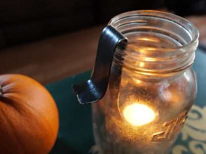 Mason Jar Candleholder * Blacksmith Made Light Candle Display for Glass Jar Hammered Steel Hand Forged * Candle Gift * Candle Holder