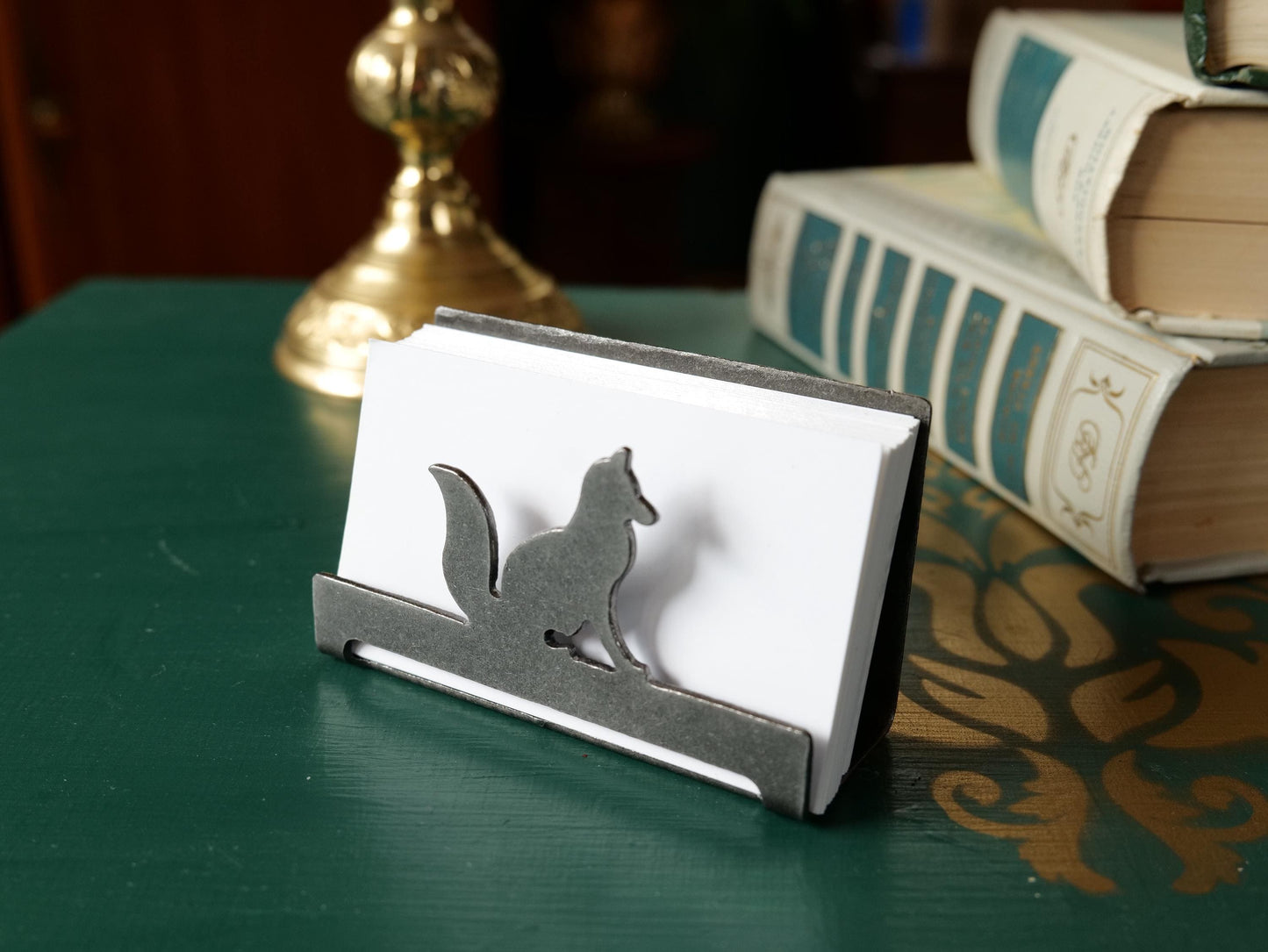 Fox Business Card Holder for Desk * Business Card Display * Handmade Metal Business Card Holder with Fox