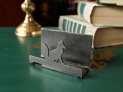 Fox Business Card Holder for Desk * Business Card Display * Handmade Metal Business Card Holder with Fox