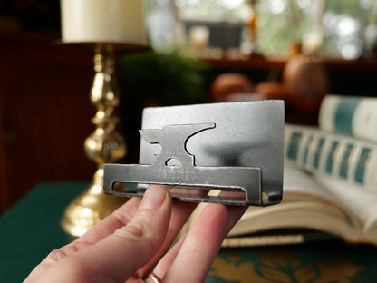 Anvil Business Card Holder for Desk * Business Card Display * Handmade Metal Business Card Holder with Anvil