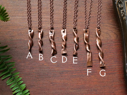 Hand Forged Copper Twist Necklace * 7th Anniversary Gift for Her * Copper Anniversary  * Copper Jewelry *7 Year Anniversary Gift for Her