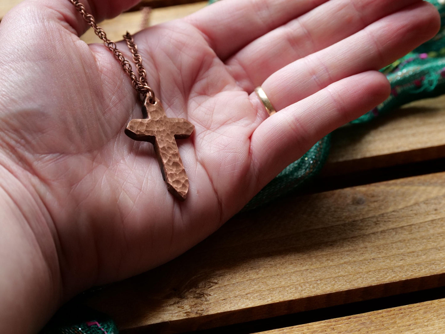 Hand Forged Copper Cross * Hammered Cross Pendant * Christian Gift for Men or Women * Forged Cross Necklace * Handmade Copper Necklace