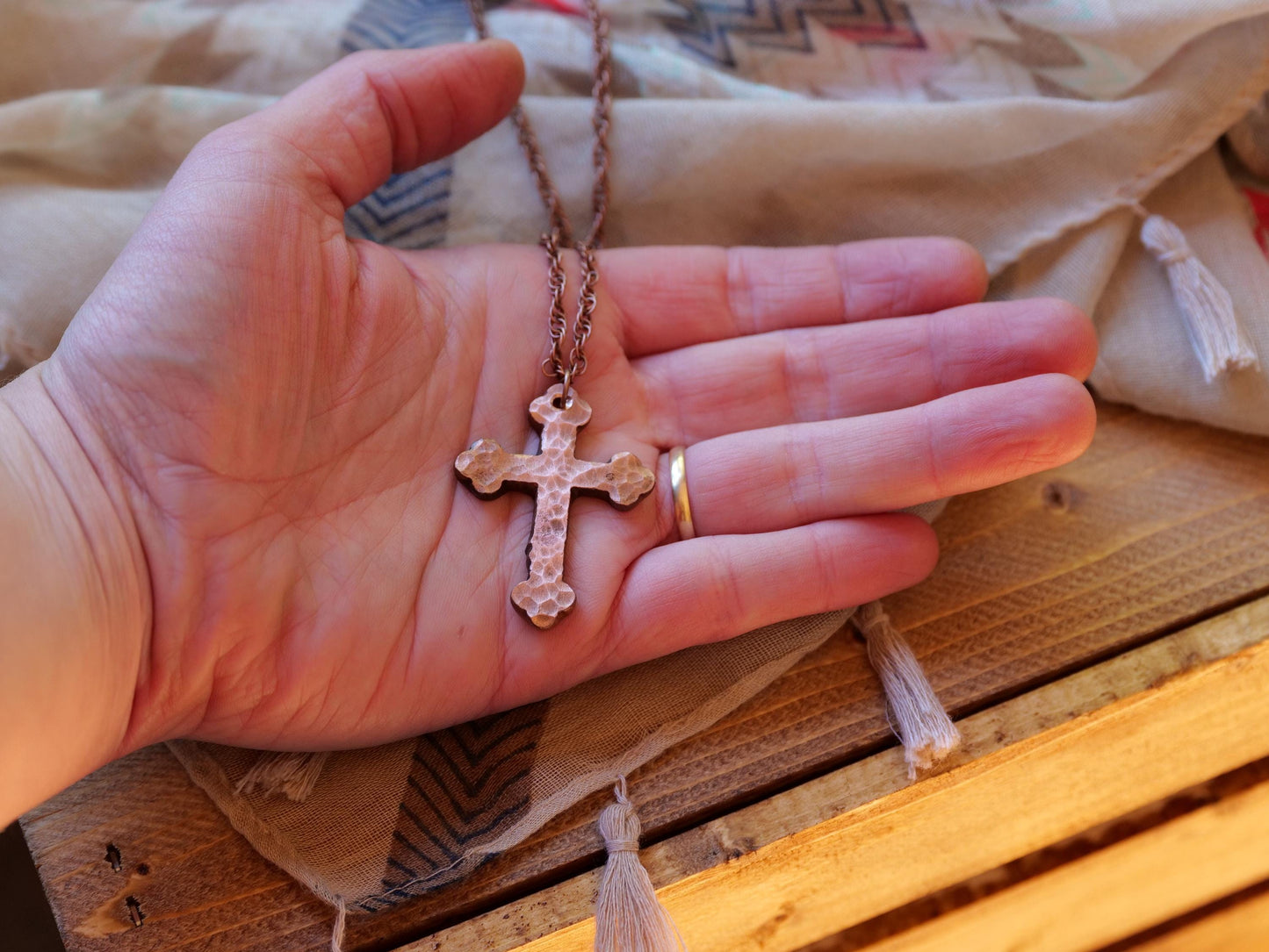 Hand Forged Copper Catholic Cross * Orthodox Cross Pendant * Gift for Men or Women * Forged Cross Necklace * Handmade Copper Necklace