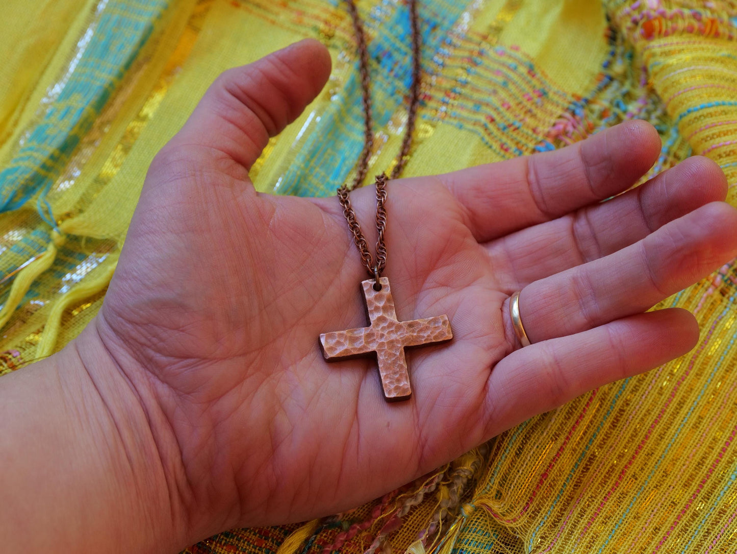 Hammered Copper Greek Cross Necklace * Copper Necklace * Plus Sign Pendant * Forged Cross Necklace * Handmade Copper Necklace