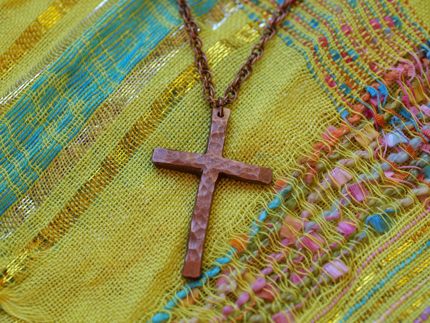 Hand Forged Copper Cross * Hammered Cross Pendant * Christian Gift for Men or Women * Forged Cross Necklace * Handmade Copper Necklace