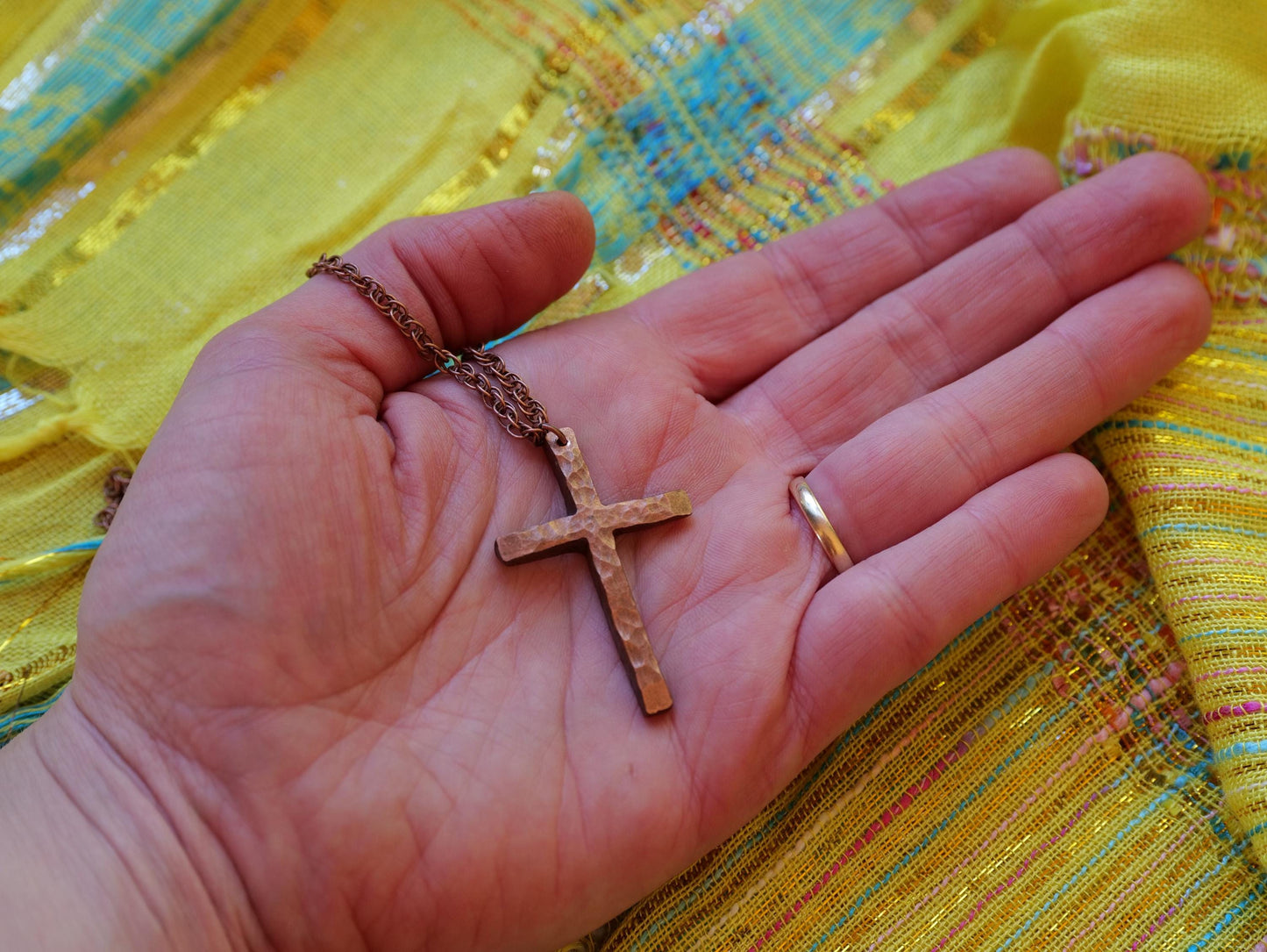 Hand Forged Copper Cross * Hammered Cross Pendant * Christian Gift for Men or Women * Forged Cross Necklace * Handmade Copper Necklace