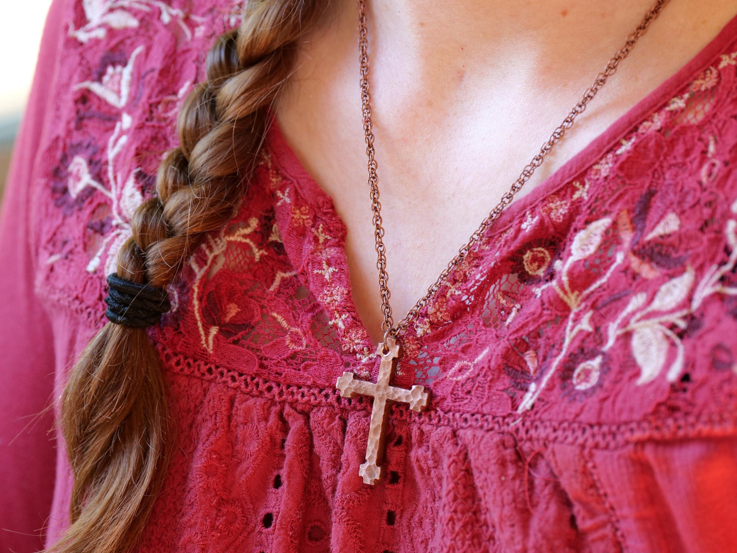 Hand Forged Copper Cross * Hammered Cross Pendant * Christian Gift for Men or Women * Forged Cross Necklace * Handmade Copper Necklace