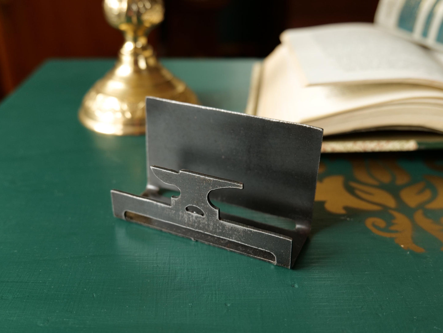 Anvil Business Card Holder for Desk * Business Card Display * Handmade Metal Business Card Holder with Anvil