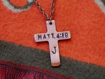 Fishers of Men Jewelry * Matthew 4:19 Necklace * Fishers of Men Necklace * Bible Verse Gifts * Christian Cross Jewelry for Men for Women