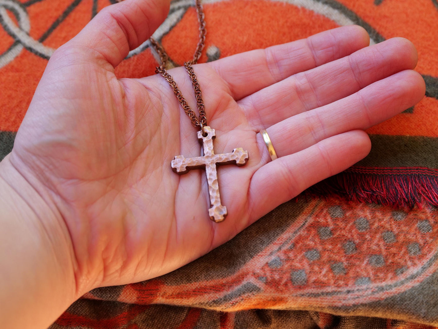 Hand Forged Copper Cross * Hammered Cross Pendant * Christian Gift for Men or Women * Forged Cross Necklace * Handmade Copper Necklace