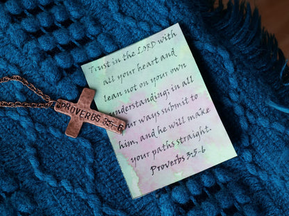 Proverbs 3: 5-6 Necklace * Jesus Necklace * Bible Verse Gifts * Christian Cross Jewelry for Men for Women * Trust in the Lord