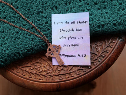 Philippians 4:13 Necklace  * Bible Verse Gifts * Christian Cross Jewelry for Men for Women * I can do all things through Christ