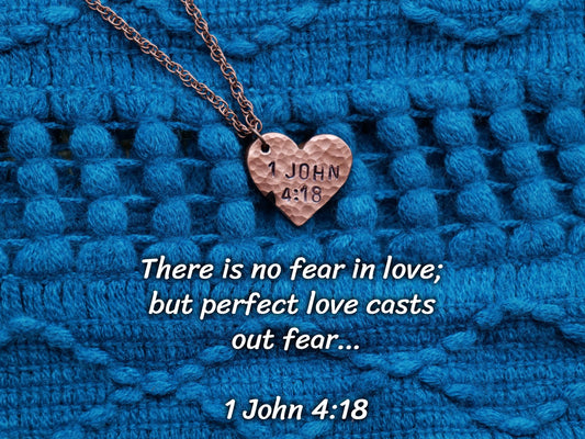 1 John 4:18 Pendant * Bible Verse Gifts * Christian Cross Jewelry for Men for Women * Perfect Love Casts Out Fear Necklace