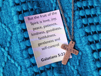 Galatians 5:22 Necklace * Jesus Necklace * Bible Verse Gifts * Christian Cross Jewelry for Men for Women * Fruit of the Spirit