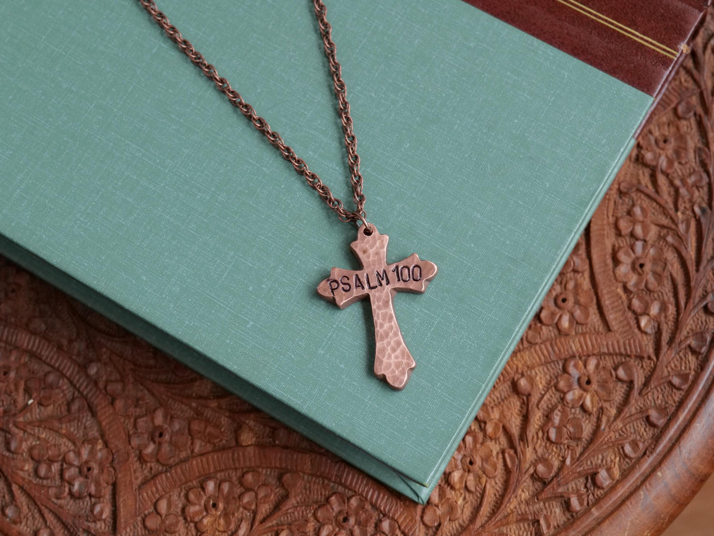 Psalm 100 Necklace * Jesus Necklace * Bible Verse Gifts * Christian Cross Jewelry for Men for Women * Shout for Joy to the Lord