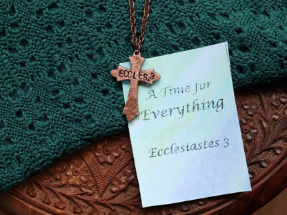 Ecclesiastes 3 Necklace * Bible Verse Gifts * Christian Cross Jewelry for Men for Women * A Time for Everything Bible Verse Pendant