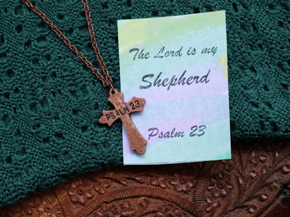 Psalm 23 Necklace * Bible Verse Gifts * Christian Cross Jewelry for Men for Women * Psalm 23 Jewelry * The Lord is my Shepherd Pendant