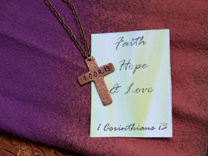 1 Corinthians 13 Necklace * Bible Verse Gifts * Christian Cross Jewelry for Men for Women *Jewelry * Faith Hope Love Pendant