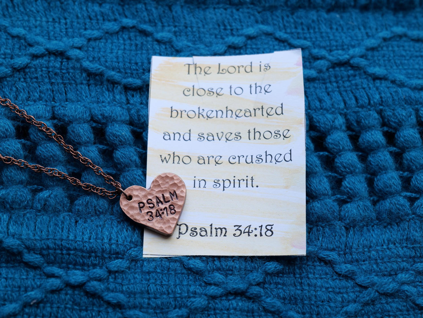 Psalm 34:18 Pendant * Bible Verse Gifts * Christian Cross Jewelry for Men for Women * The Lord is Close to the Brokenhearted Necklace