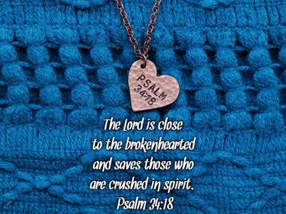 Psalm 34:18 Pendant * Bible Verse Gifts * Christian Cross Jewelry for Men for Women * The Lord is Close to the Brokenhearted Necklace