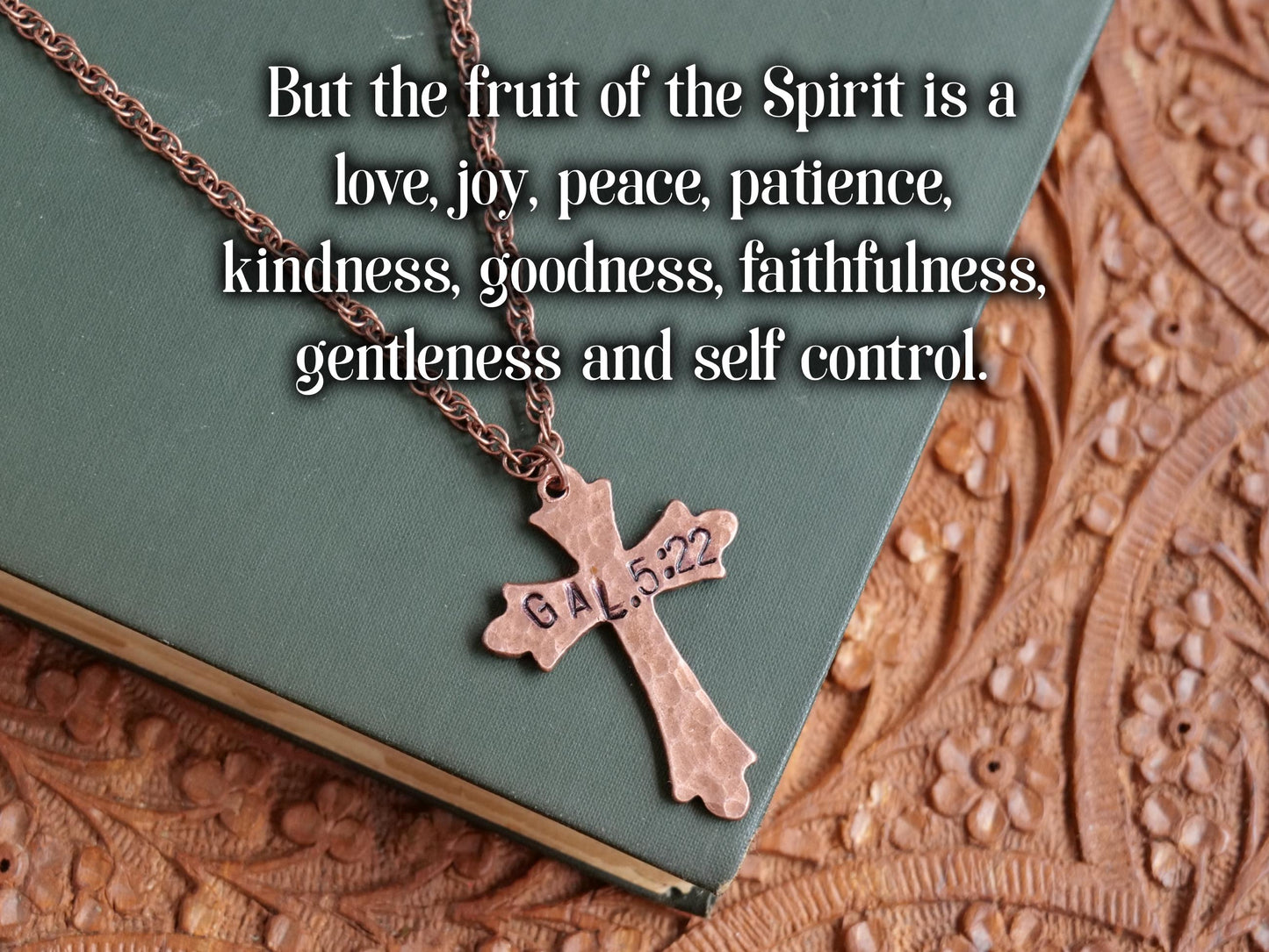 Galatians 5:22 Necklace * Jesus Necklace * Bible Verse Gifts * Christian Cross Jewelry for Men for Women * Fruit of the Spirit