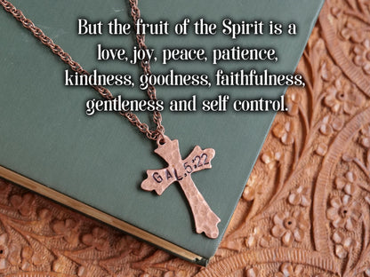 Galatians 5:22 Necklace * Jesus Necklace * Bible Verse Gifts * Christian Cross Jewelry for Men for Women * Fruit of the Spirit