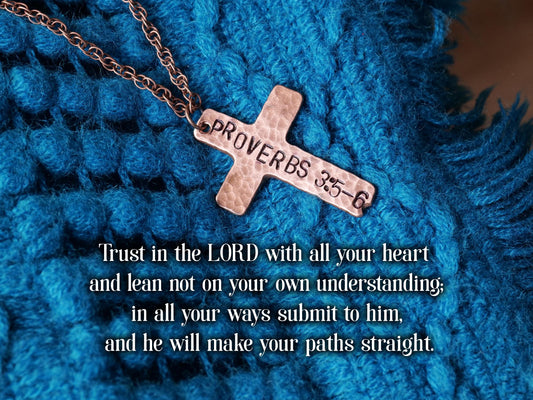 Proverbs 3: 5-6 Necklace * Jesus Necklace * Bible Verse Gifts * Christian Cross Jewelry for Men for Women * Trust in the Lord