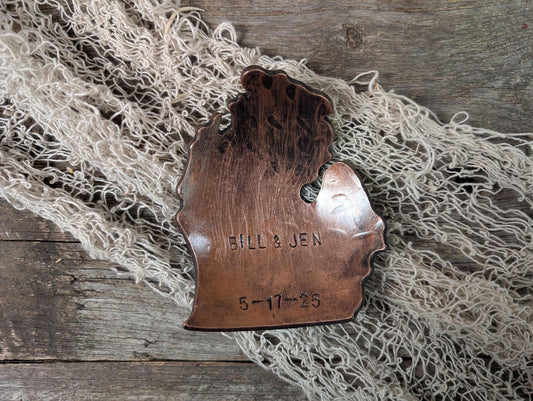 Personalized Hand Forged Copper Michigan Trinket Dish * Michigan Decor * Michigan Gifts * Michigan Bowl *  7 Year Anniversary Gift