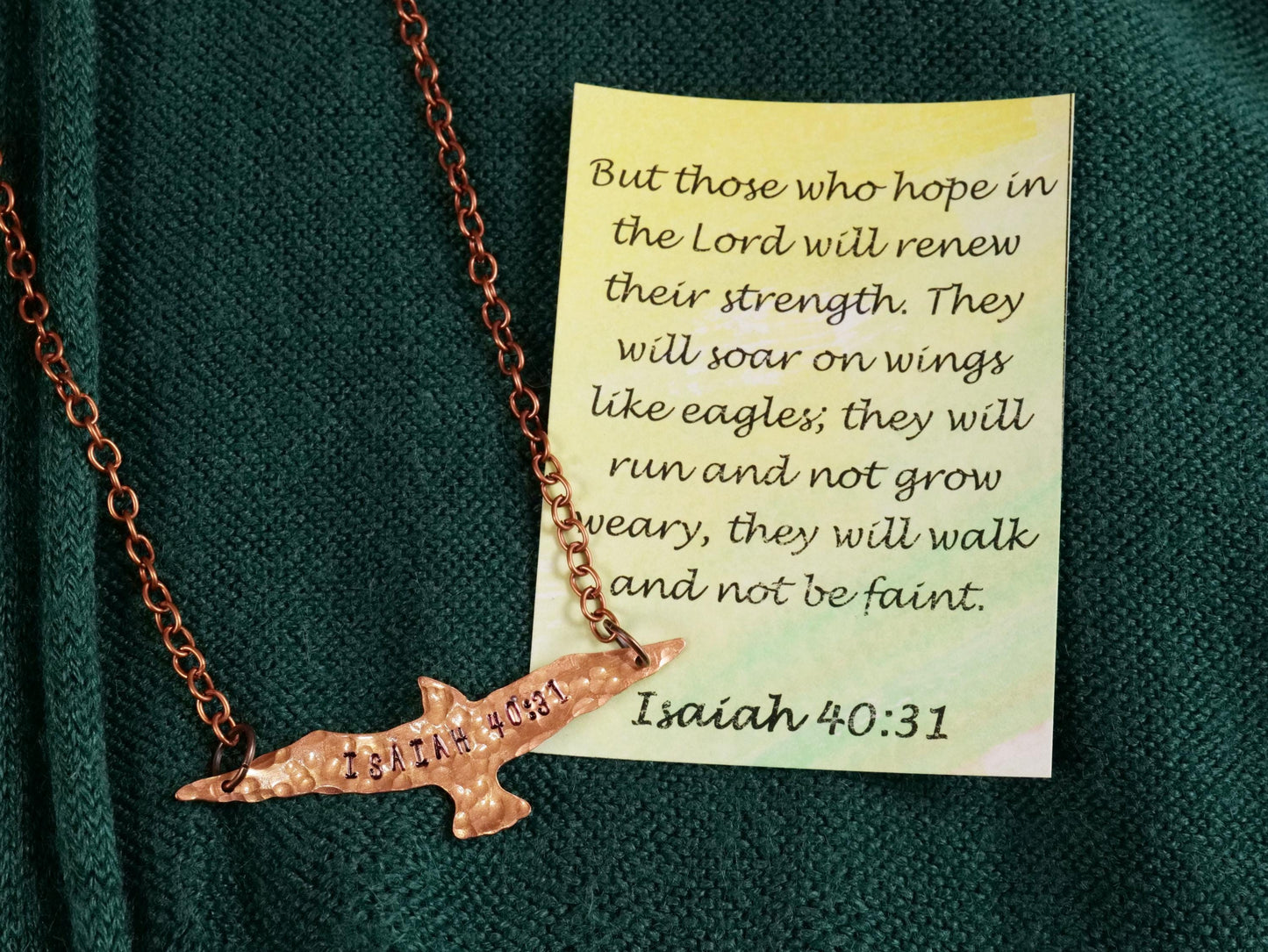 Isaiah 40:31 Necklace * Eagle Necklace * Bible Verse Gifts * Christian Bird Jewelry for Men for Women * Soar on Wings Like Eagles