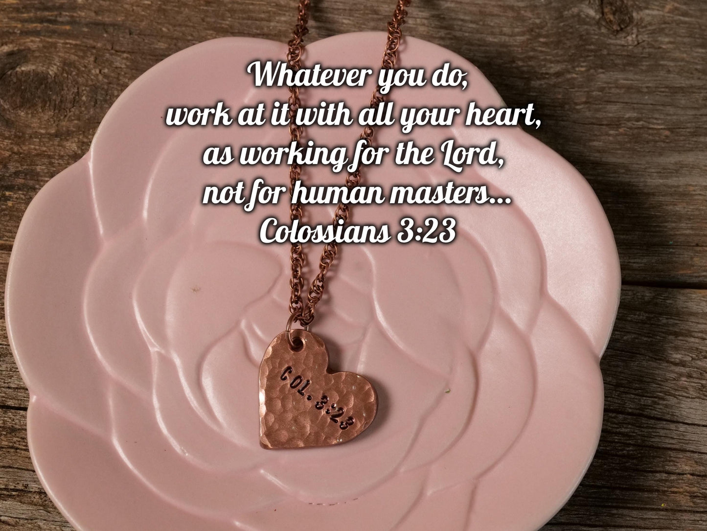 Colossians 3:23 Pendant * Bible Verse Gifts * Christian Cross Jewelry for Men for Women * Work at It with All Your Heart