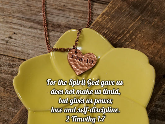 2 Timothy 1:7 Pendant * Bible Verse Gifts * Christian Cross Jewelry for Men for Women * Christian Living Inspiration