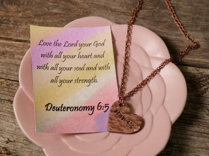 Deuteronomy 6:5 Pendant * Bible Verse Gifts * Christian Cross Jewelry for Men for Women * Love the Lord Your God With All Your Heart