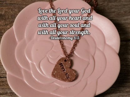 Deuteronomy 6:5 Pendant * Bible Verse Gifts * Christian Cross Jewelry for Men for Women * Love the Lord Your God With All Your Heart