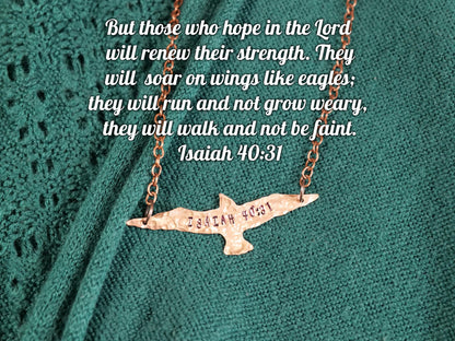 Isaiah 40:31 Necklace * Eagle Necklace * Bible Verse Gifts * Christian Bird Jewelry for Men for Women * Soar on Wings Like Eagles