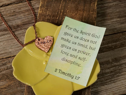 2 Timothy 1:7 Pendant * Bible Verse Gifts * Christian Cross Jewelry for Men for Women * Christian Living Inspiration