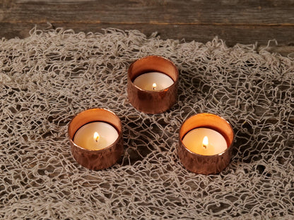 Set of 3 Hammered Copper Tealight Holder * Handmade Tealight Candle Holder * Copper Anniversary Gifts for Him for Her * 7 Year Anniversary